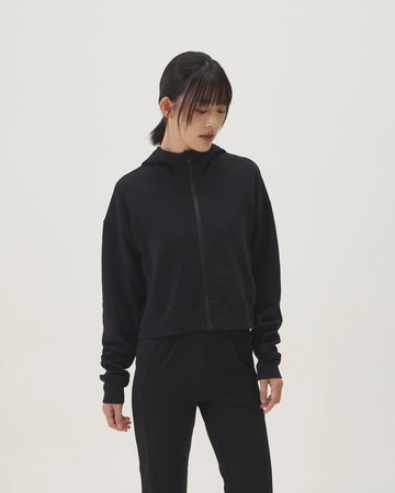 短版連帽外套 (黑)