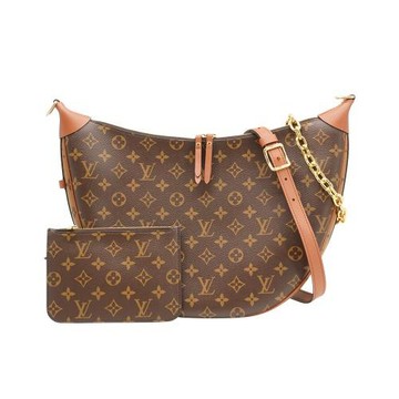 Louis Vuitton 展示品 Loop Hobo 帆布印花可拆式鏈帶肩背彎月二用包(M46311-咖)