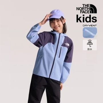 【The North Face 官方旗艦】北面兒童黑藍拼接DRYVENT防水可打包衝鋒衣｜8AY4M7A 排汗衫