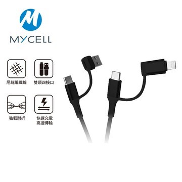【Mycell】60W 四合一充電線-1.5M/黑【三井3C】