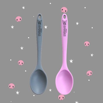 SANRIO 正版授權食品級 KUROMI 2件套矽膠湯匙 (21cm)