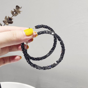 歐美夸張超大鑲鉆滿鉆大圓圈圓形圓環耳圈 女潮人個性幾何耳環飾1入