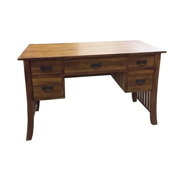 【吉迪市100%全柚木家具】UNC7-16 柚木曲線桌腳五抽書桌 工作桌