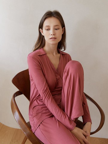 Wrap Shirt Set [Rose Pink]