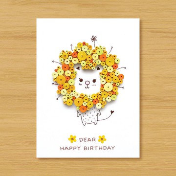 手工捲紙卡片 _ 可愛獅子生日卡