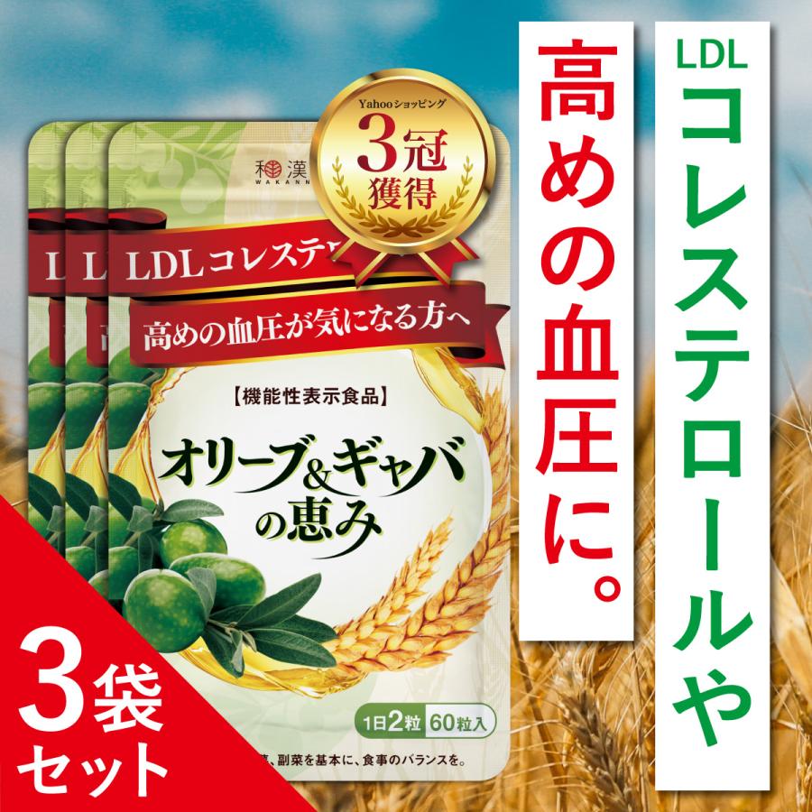 血圧 サプリ LDL コレステロール ストレス 下げる サプリメント オリーブ ギャバ サプリ 悪玉コレステロール オリーブ＆ギャバの恵み 3袋  和漢の森 | LINEショッピング