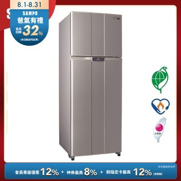 SAMPO聲寶 460L 1級變頻負離子抗菌雙門電冰箱[箱損品]紫璨銀 含基本安裝+舊機回收