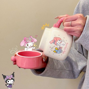 【臺灣-出貨】三麗鷗-陶瓷帶蓋馬克杯可愛水杯家用高顏值咖啡杯情侶生日禮物SGQU2