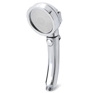 Nature Living 高硬度材質 三檔調節 一鍵止水  1個  三段式增壓蓮蓬頭 銀色