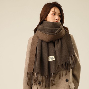 免運🔥新款雙面純色圍巾女秋冬加厚仿羊絨圍脖溫柔風日系流蘇披肩 毛線加厚圍巾 防風围巾 仿羊絨圍巾 披肩 針織圍巾