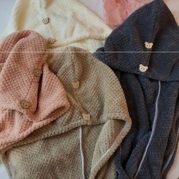 干發帽黑色小熊ins可愛創意日式扣子包頭學生家用洗頭巾速巾速