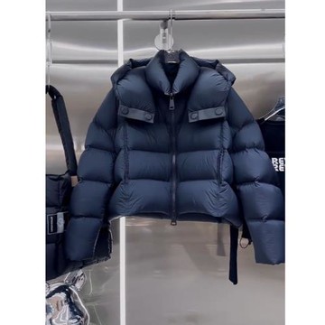 高級感超好看藏藍色連帽短款羽絨服女冬2025新款小個子白鴨絨外套