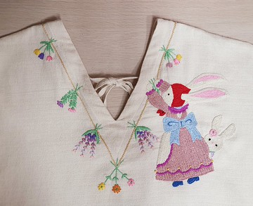 可愛的手工刺繡上衣、棉、兔、花