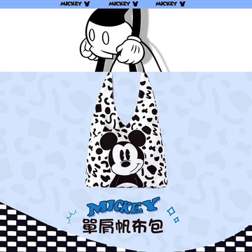 【Disney】米奇黑白幾何帆布包DHF23807-A