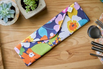 繽紛花朵 防水餐具收納袋