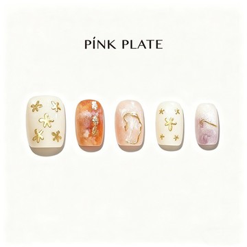 PINK PLATE光撩美甲片-溫柔星塵短方-多款任選