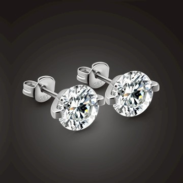 日韓S925純銀潮男女情侶耳釘百搭簡約奢華白色鋯石耳環冷淡風禮物