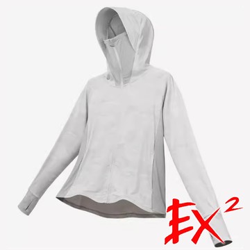 【EX2德國】女款涼感連帽防曬外套『雲霧灰』165049 戶外 露營 登山 健行 休閒 時尚 遮陽外套