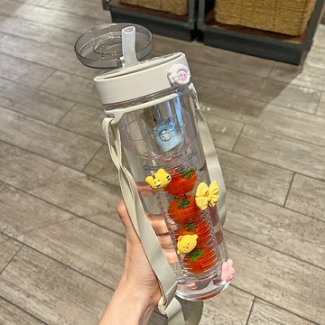 大容量水杯女高顏值網紅同款干濕茶隔吸管杯子便攜耐高溫塑料水壺