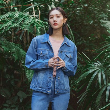 SOMETHING｜女裝｜叢林鳥語刺繡印花丹寧夾克外套