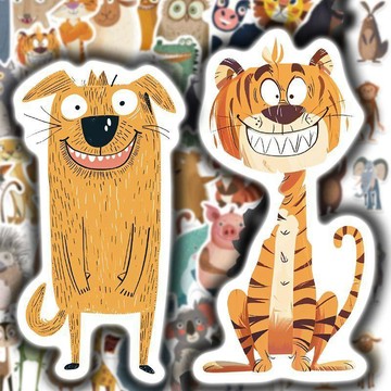 ✅【動物塗鴉貼紙神器】100張卡通抽象動物貼 手帳筆記本裝飾必備 手機殼行李箱防水貼 創意塗鴉DIY設計 手帳族收藏