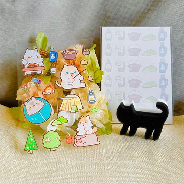 貓飯團-露營貓咪手帳貼紙