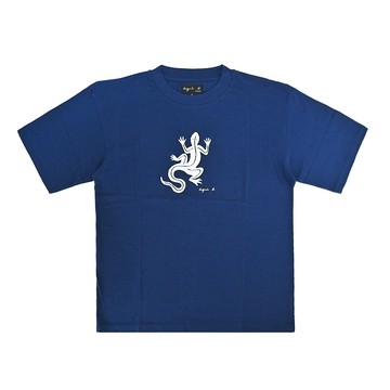 agnes b. 蜥蝪印花短袖上衣-藍