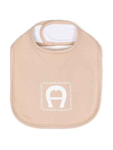 Aigner Kids - logo-print touch-strap bib - kids - Elastane/Cotton - One Size - Neutrals
