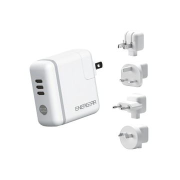 ENERGEAR 安杰爾 3孔Type-C Gan氮化鎵 100W PD快充器 旅行多國轉接頭組 原廠保固  1組  白色