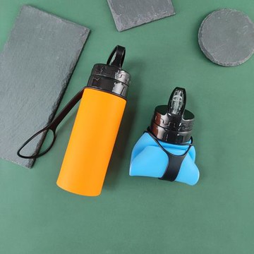 450ml食品級折疊硅膠水壺戶外運動耐摔便攜水瓶