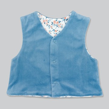Deux Filles有機棉嬰兒兩面穿保暖背心- 紅藍花卉