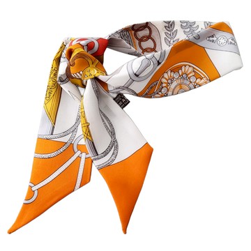 Vavisoo 100% 絲質凱悅鎖鏈迷你領巾  87 x 5 cm  橘色