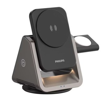 Philips 飛利浦｜黑金剛磁吸三合一磁吸充電座 DLK3540Q
