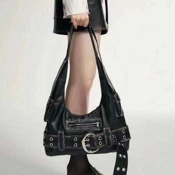 Bag House👜 複古2024託特新款大容量腋下牛仔機車單肩包小衆通懃斜挎包