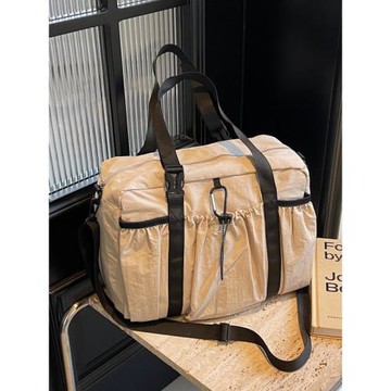 韓版懶惰風大容量旅行包女休閑運動健身包高級小眾單肩斜挎托特包