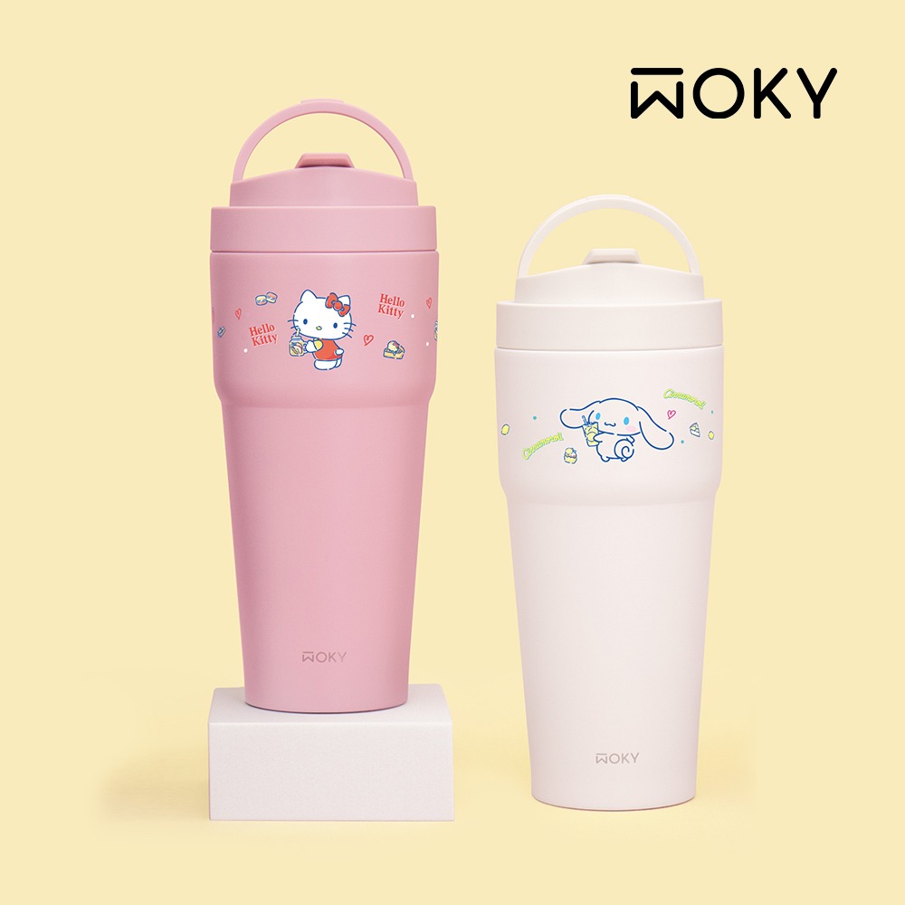 【WOKY 沃廚】WOKY X SANRIO 渾圓杯770ML(大耳狗/KITTY)(附Tritan粗吸管)