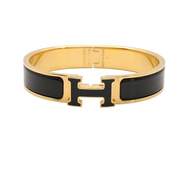HERMES 愛馬仕 Clic H 手環 黑色琺瑯 金色鍍金 【二手名牌BRAND OFF】