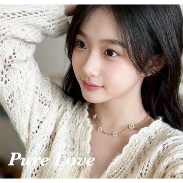 Pure Love樂芙 /正韓 鈦鋼【316L醫療鋼】G01148珍珠花朵鎖骨鏈 短項鏈 / 金
