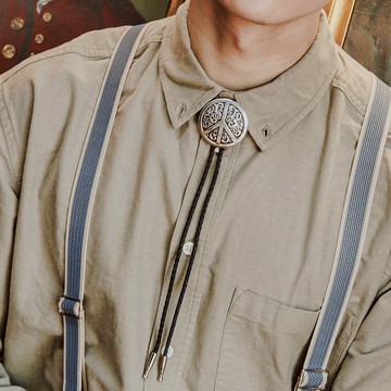 【MF select】 唐草紋和平 保羅領帶 兩色可選 Bolo Tie 美式領帶 項鍊 皮繩項鍊 皮繩領帶