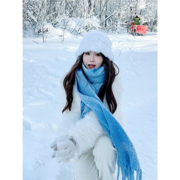 東北哈爾濱長白山旅行穿搭兔毛帽子女毛毛保暖防寒保暖顯臉小帽子