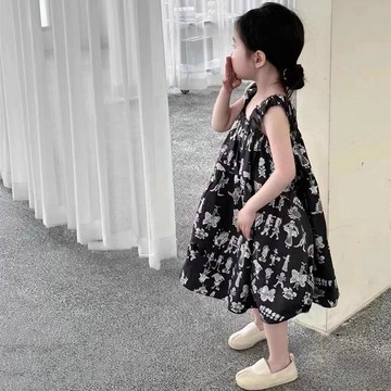 【Arbea】女童裙子卡通印花洋裝吊帶裙夏裝新款童裝【C860】