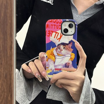 歐美貓咪適用蘋果16pro手機套iphone15/14菲林軟殼12磁吸13二閤一