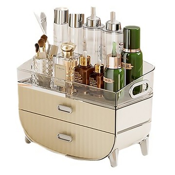 小麥購物 桌面化妝品收納盒 雙層款 L1390  1個  米白色