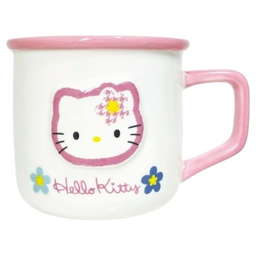 Sanrio 三麗鷗 復古千鳥格小花陶瓷馬克杯 310ml  1個  Hello Kitty