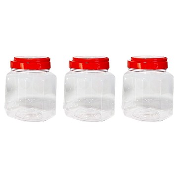 WEN-CHENG 汶澄 透明塑膠罐 1.1L  10.8 x 10.8 x 15cm  3個