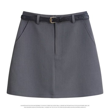 【🍒櫻桃大尺碼】M-5XL 大尺碼春夏高級灰直筒短裙高腰顯瘦通勤小個子半身裙學院百搭a字裙