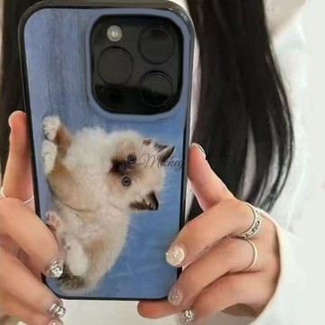 韓國ins藍色貓咪iPhone16promax軟殼12蘋果15適用13手機殼11女14
