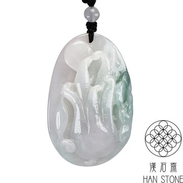 【漢石齋】天然翡翠A貨 佛手瓜玉佩吊墜 飄花種(34*52*13mm)