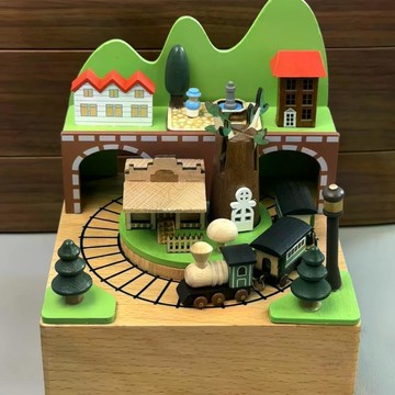 天空之城 木質音樂盒 八音盒治癒系旋轉小火車 兒童耶誕 女孩生日禮物