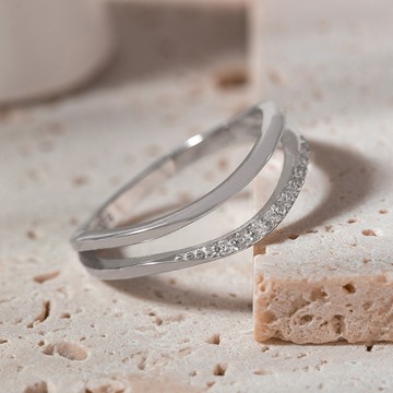 [925純銀]MARIGOLD幻想舞曲波浪雙層戒指【KMD431】-銀